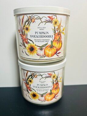 (2) Bath & Body Works Pumpkin Snickerdoodle 14.5 oz. 3-Wick Candles NEW